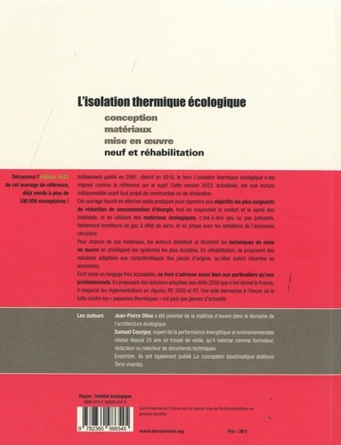 L'isolation thermique écologique. Conception, matériaux, mise en oeuvre  Edition 2023