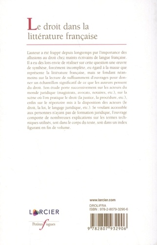 Le droit dans la littérature française 2e édition