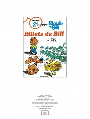 Boule et Bill Tome 24 Billets de Bill