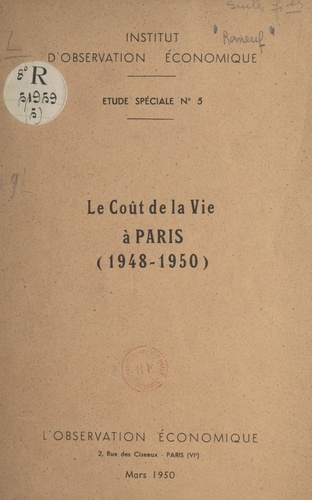Le coût de la vie à Paris, 1948-1950