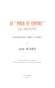 Jean Sgard - Le Pour et contre de Prévost.