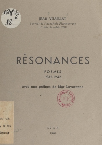 Résonances. Poèmes 1932-1942