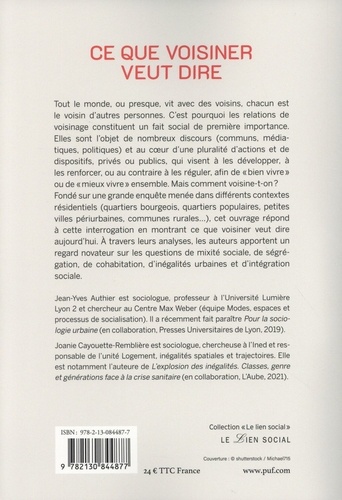 Ce que voisiner veut dire. Une grande enquête sur les liens sociaux de proximité