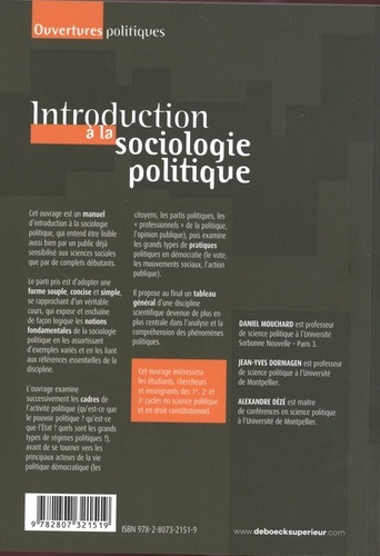 Introduction à la sociologie politique. Mise à jour et augmentée 5e édition