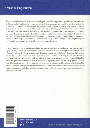 La muse au long couteau : Critias, de la création litteraire au terrorisme d'Etat. Actes du colloque international de Bordeaux, les 23 et 24 octobre 2009