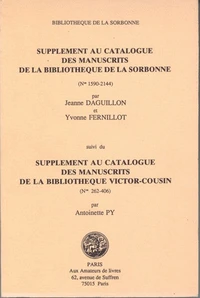 Supplément au catalogue des manuscrits de la bibliothèque de la sorbonne