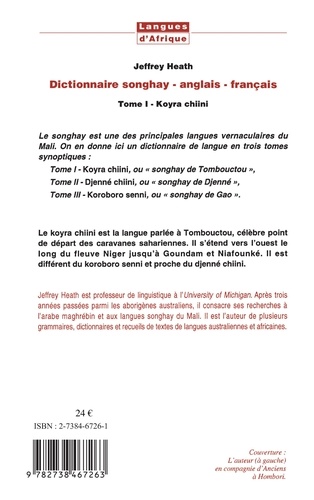 Dictionnaire Songhay-Anglais-Français. 1 Tome I - Korya Chiini