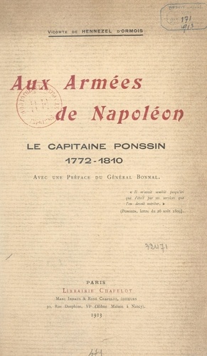 Aux armées de Napoléon : le capitaine Ponssin, 1772-1810