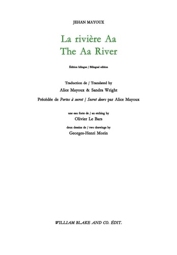 La rivière Aa. Précédée de Portes à secret par Alice Mayoux