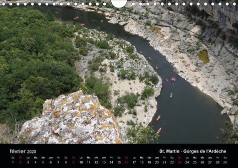 CALVENDO Places  Ardèche - Randonnée & Kayak (Calendrier mural 2020 DIN A4 horizontal). Cévenne ardéchoise (Calendrier mensuel, 14 Pages )
