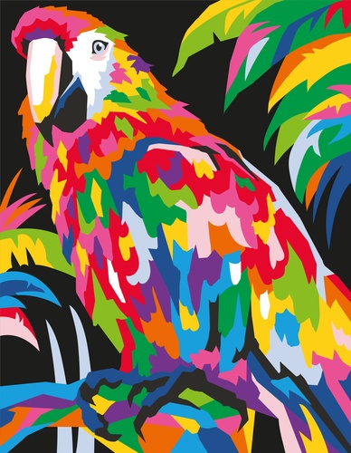 Peinture au numéro Animaux de la jungle. Avec 2 tableaux et 2 palettes de peinture de 12 couleurs