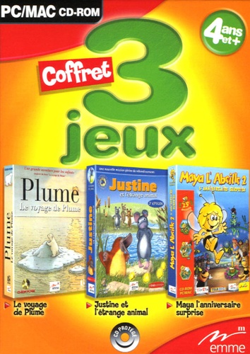  Emme - Coffret 3 jeux : Le voyage de Plume ; Justine et l'étrange animal ; Maya l'Abeille 2 : l'anniversaire surprise - 3 CD-ROM.