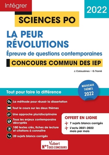 Jérôme Calauzènes et Ghislain Tranié - La peur ; Révolution - Questions contemporaines - Concours commun des IEP.