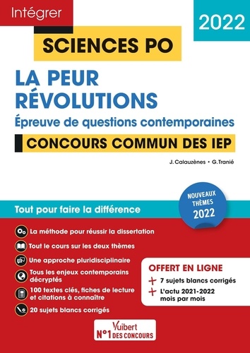 La peur ; Révolution - Questions contemporaines. Concours commun des IEP  Edition 2022