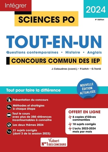 Sciences Po Tout-en-un Concours commun des IEP. Questions contemporaines - Histoire - Anglais  Edition 2024
