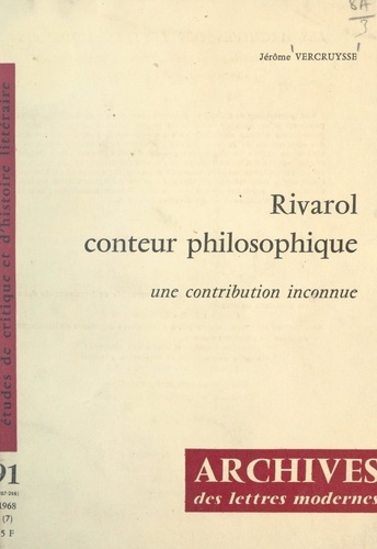 Rivarol, conteur philosophique. Une contribution inconnue