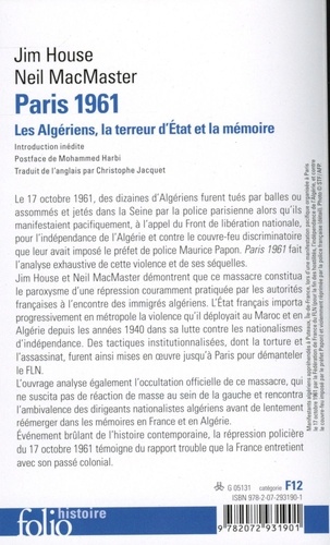 Paris 1961. Les Algériens, la terreur d'Etat et la mémoire