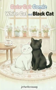 Cute Cat Comic White Cat and Black Cat