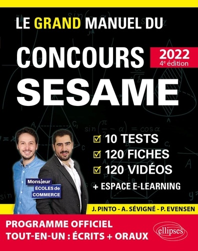 Le Grand Manuel du concours SESAME. 10 tests, 120 fiches, 120 vidéos de cours, 1 000 questions  Edition 2022