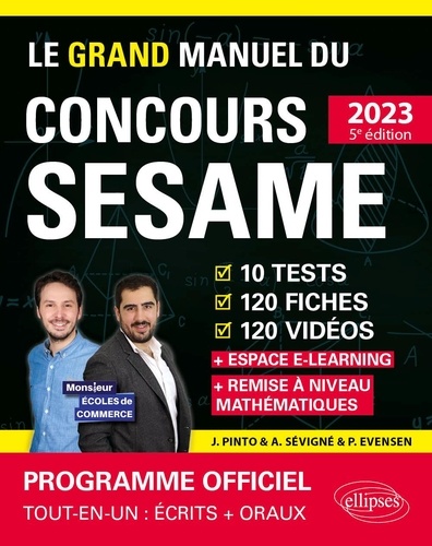 Le grand manuel du concours SESAME. 10 tests, 120 fiches, 120 vidéos, 1000 questions  Edition 2023