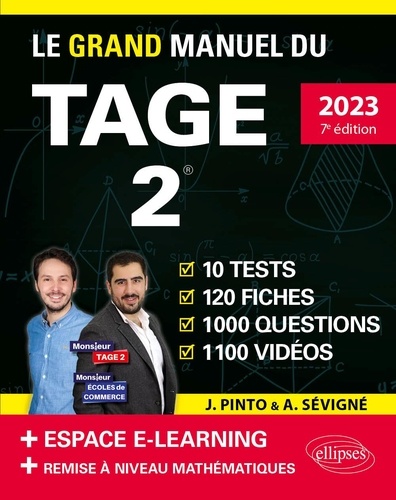 Le Grand Manuel du TAGE 2. 10 tests, 120 fiches, 1000 questions, 1100 vidéos  Edition 2023