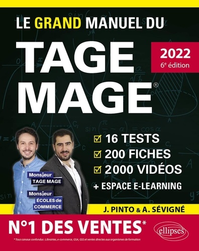 Le grand manuel du TAGE MAGE. N°1 DES VENTES – 16 tests blancs + 200 fiches de cours + 2000 vidéos  Edition 2022