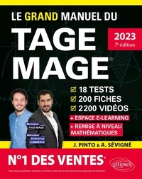 Joachim Pinto et Arnaud Sévigné - Le Grand Manuel du TAGE MAGE - 18 tests, 200 fiches, 2200 vidéos.
