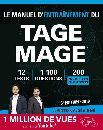 Le Manuel d'entraînement du Tage Mage. 1100 questions + corrigés en vidéo, 12 tests blancs, 15 plannings de révision  Edition 2019