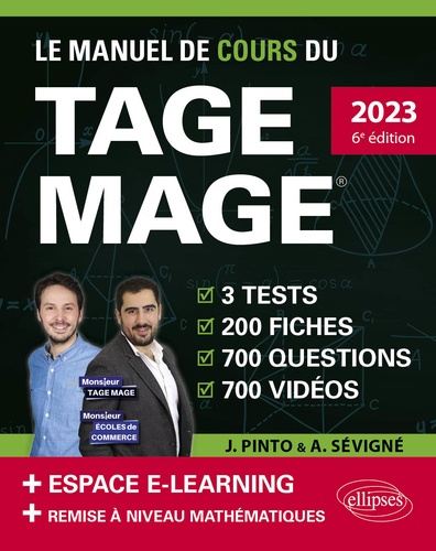 Le manuel de cours du TAGE MAGE. 3 tests, 200 fiches, 700 questions, 700 vidéos  Edition 2023