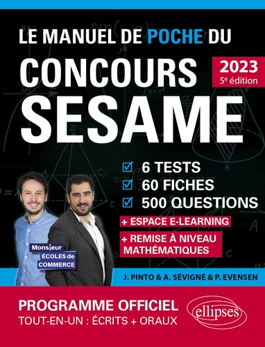 Le manuel de poche du concours SESAME. 6 tests, 60 fiches, 60 vidéos, 500 questions  Edition 2023