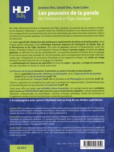 Les pouvoirs de la parole. De l'Antiquité à l'Age classique