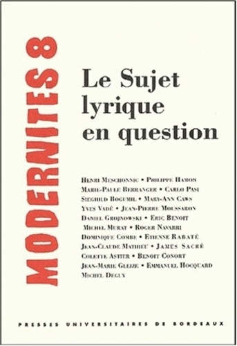Joëlle de Sermet et Yves Vadé - Le Sujet Lyrique En Question.