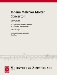 Johann melchior Molter - Concerto II en sol majeur - MWV VIII/19. 4 flutes and basso continuo. Partition et parties..
