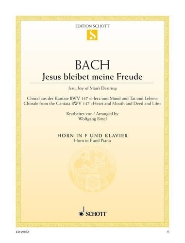 Johann sebastian Bach - Jésus que ma joie demeure - Choral issu de la cantate BWV 147. BWV 147. horn in F and piano..