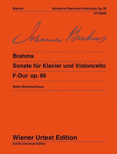 Johannes Brahms - Sonata F major - Edited from autograph and the original edition. op. 99. cello and piano..