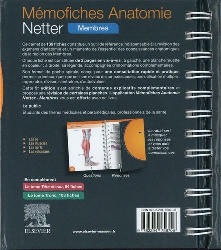 Mémofiches Anatomie Netter. Membres 5e édition