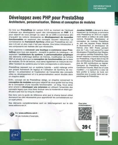 Développez avec PHP pour PrestaShop. Architecture, personnalisations, thèmes et conceptions de modules