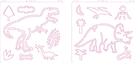Je dessine des dinosaures. Avec des pochoirs
