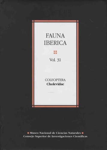 José Maria Salgado Costas et Marina Blas Esteban - Fauna ibérica - Volumen 31, Coleoptera, Cholevidae.