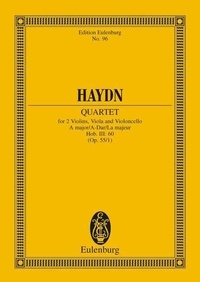 Joseph Haydn - Eulenburg Miniature Scores  : Quatour à cordes La majeur - Tost Quartets I No. 4. op. 55/1. Hob. III: 60. string quartet. Partition d'étude..