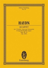 Joseph Haydn - Eulenburg Miniature Scores  : Quatour à cordes Ré majeur - Sonnen-Quartett Nr. 4. op. 20/4. Hob. III: 34. string quartet. Partition d'étude..