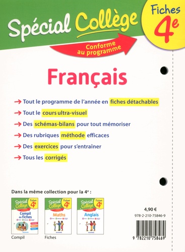 Fiches Français 4e Spécial Collège  Edition 2019 - Occasion