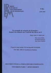 Un exemple de scénario de formation : impact des énoncés sur l'activité des élèves en S
