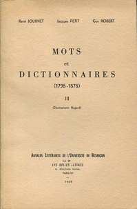 Mots et dictionnaires, 1798-1878