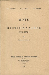 Mots et dictionnaires, 1798-1878