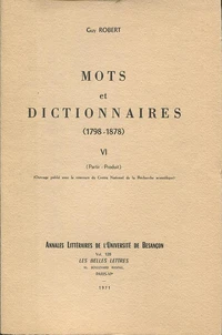 Mots et dictionnaires, 1798-1878