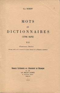 Mots et dictionnaires, 1798-1878