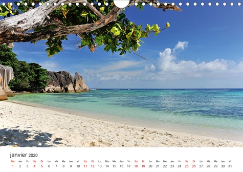 CALVENDO Places  Plages de rêve Seychelles (Calendrier mural 2020 DIN A4 horizontal). Les plus belles plages des îles Mahé, Praslin et La Digue (Calendrier mensuel, 14 Pages )