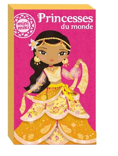 Julie Camel - Princesses du monde à pailleter - Contient : 6 grandes cartes, 6 tubes de paillettes, 1 pinceau applicateur, 1 petite pique en bois.