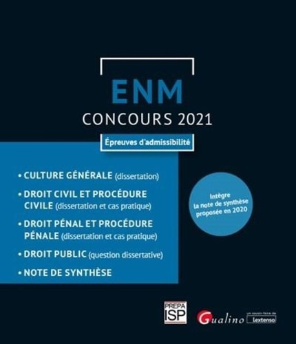 Concours ENM. Epreuves d'admissibilité  Edition 2021